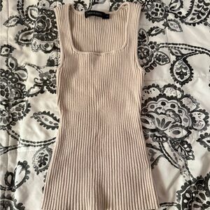 Ribbed Beige Tank Top